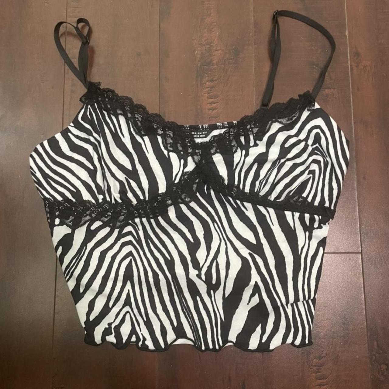 Zebra stripe lace crop top! Free shipping :) XL but... - Depop