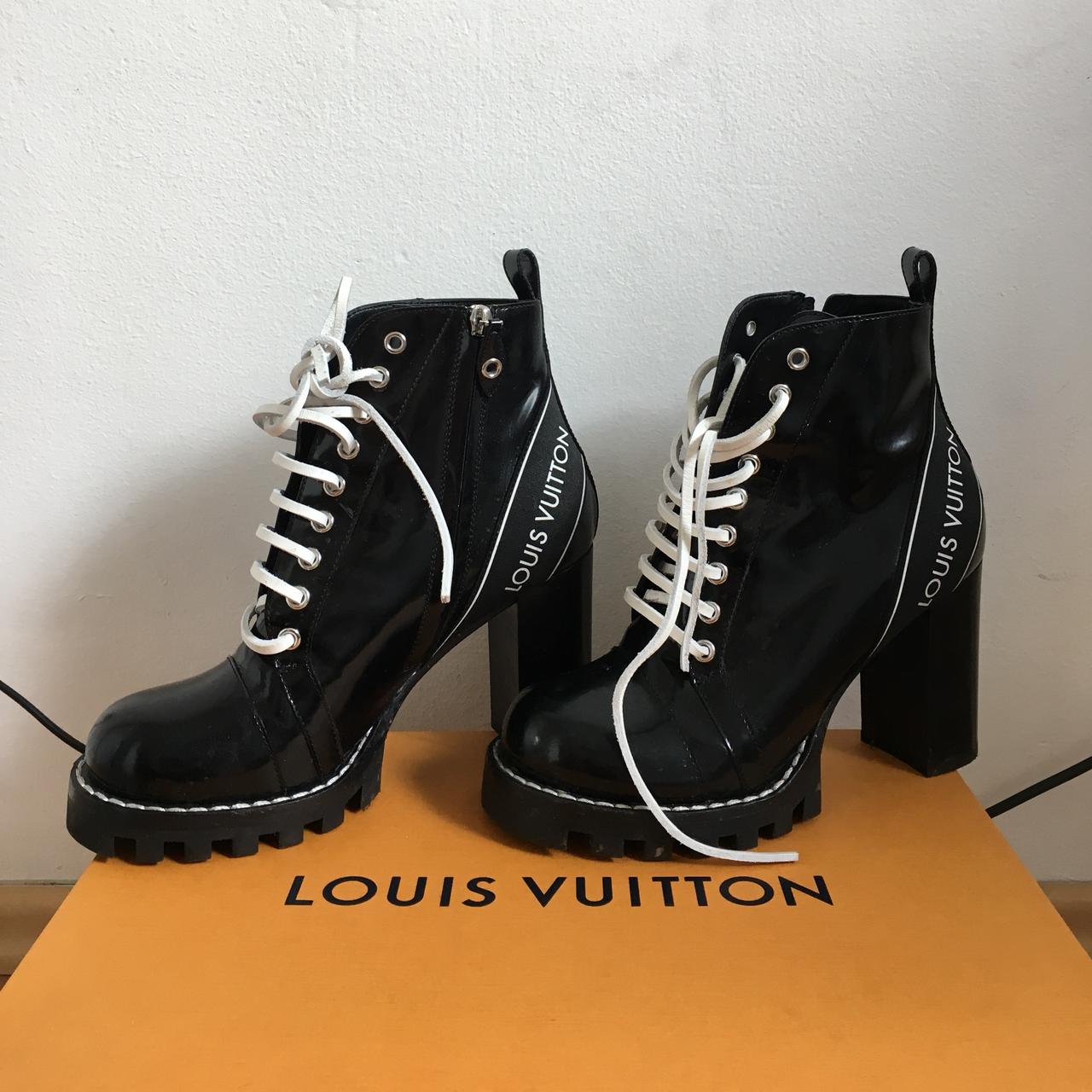 authentic louis vuitton leather boots size 37 gently - Depop