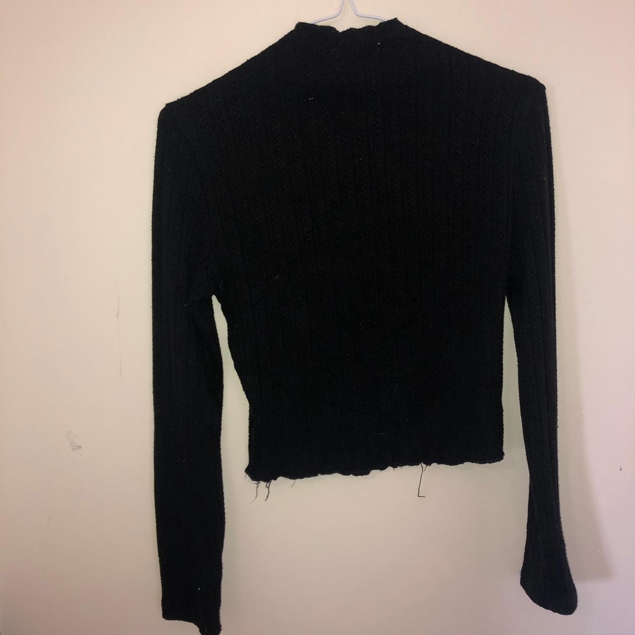 Ribbed long sleeve High neck Black Cotton... - Depop