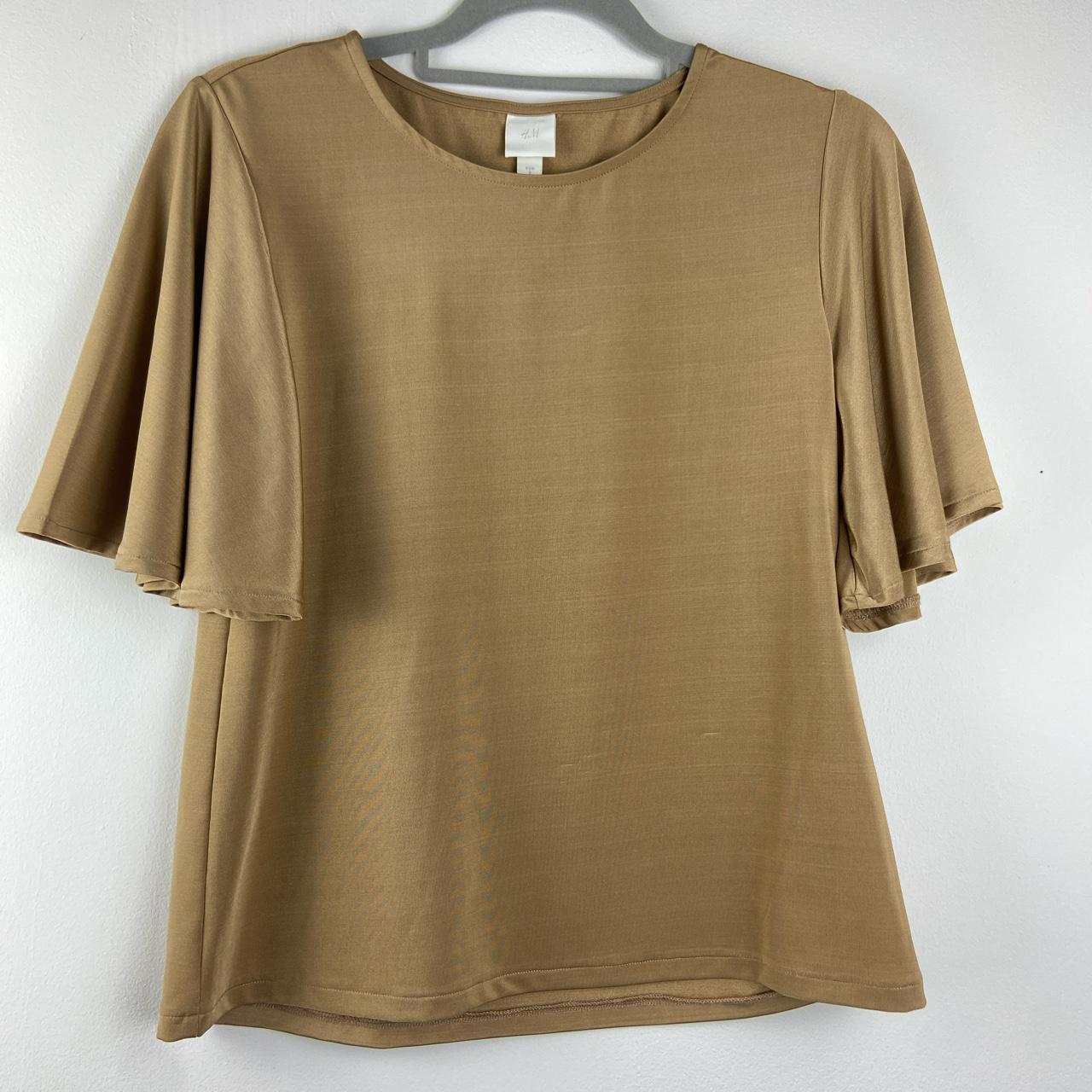 H&M Champagne | Gold | Brown loose blouse top -... - Depop