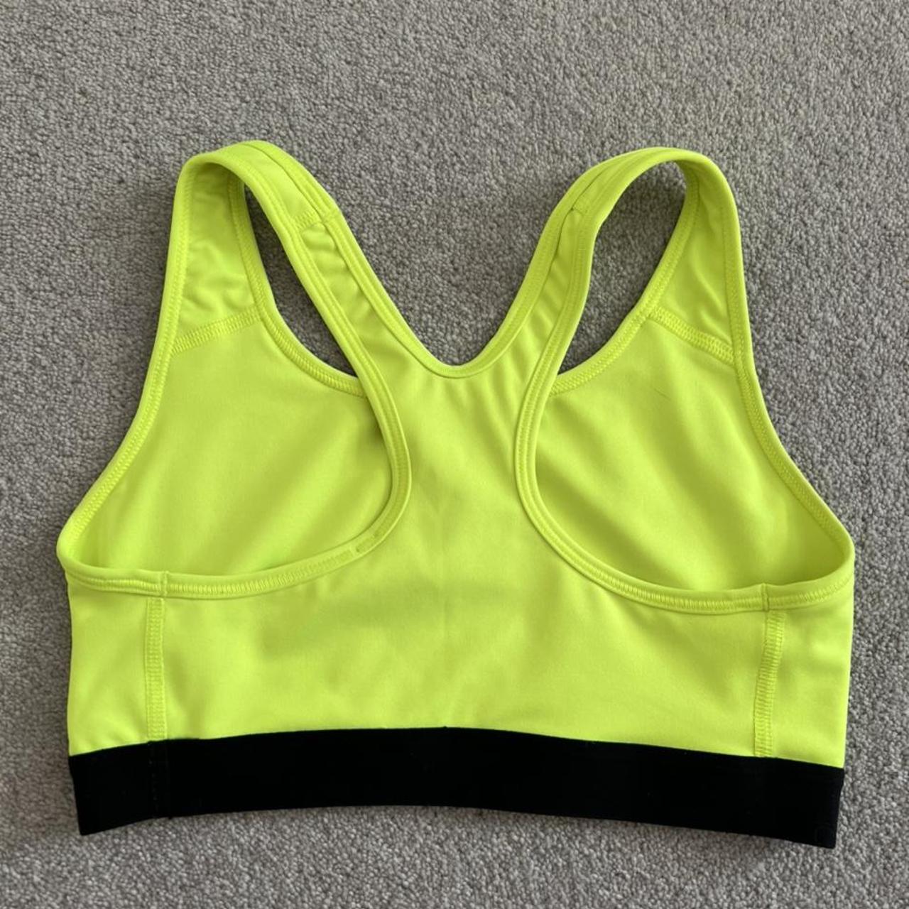 bright yellow nike dri-fit sports bra never... - Depop