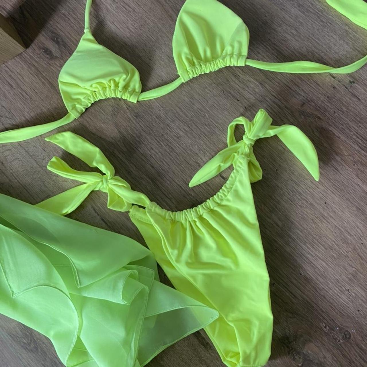 Neon Yellow Bikini With Matching Sarong Size 8 Depop 5050