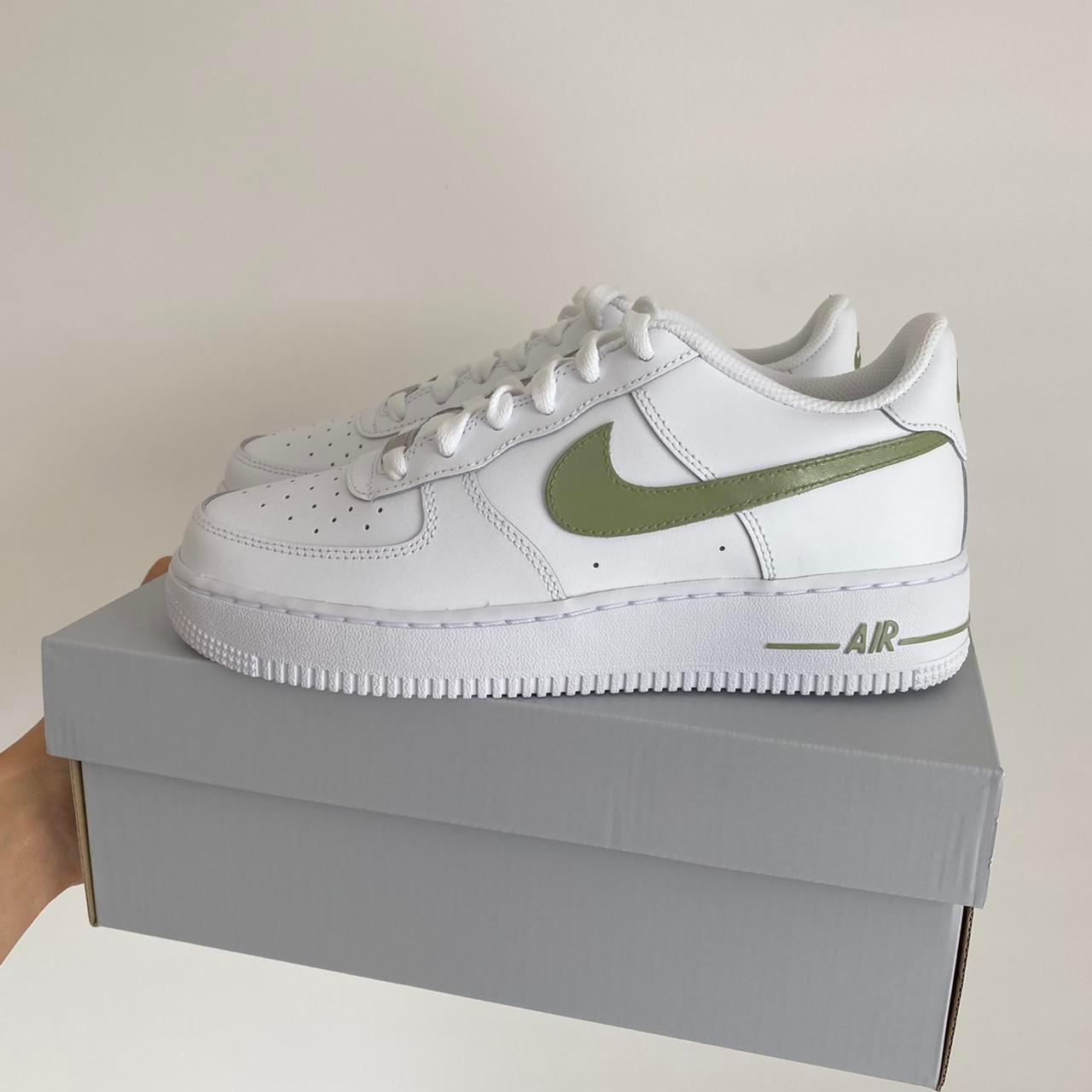 Nike Air Force 1 hand painted olive green tick and