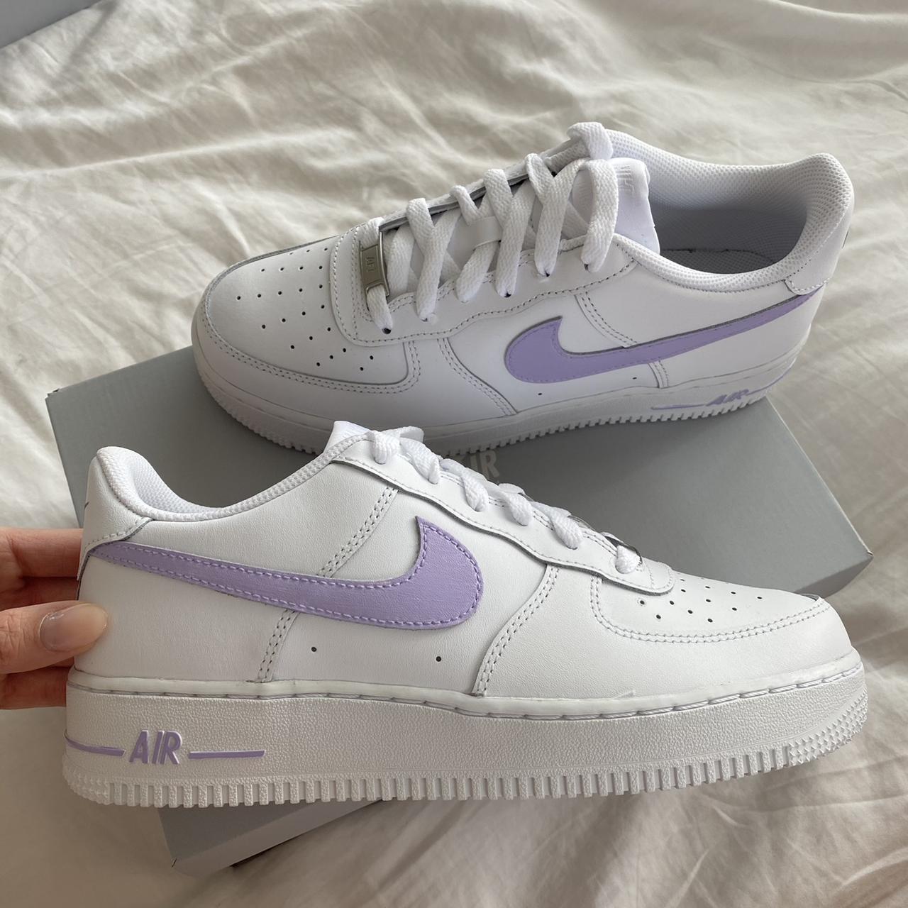 Nike Women's Purple and White Trainers | Depop