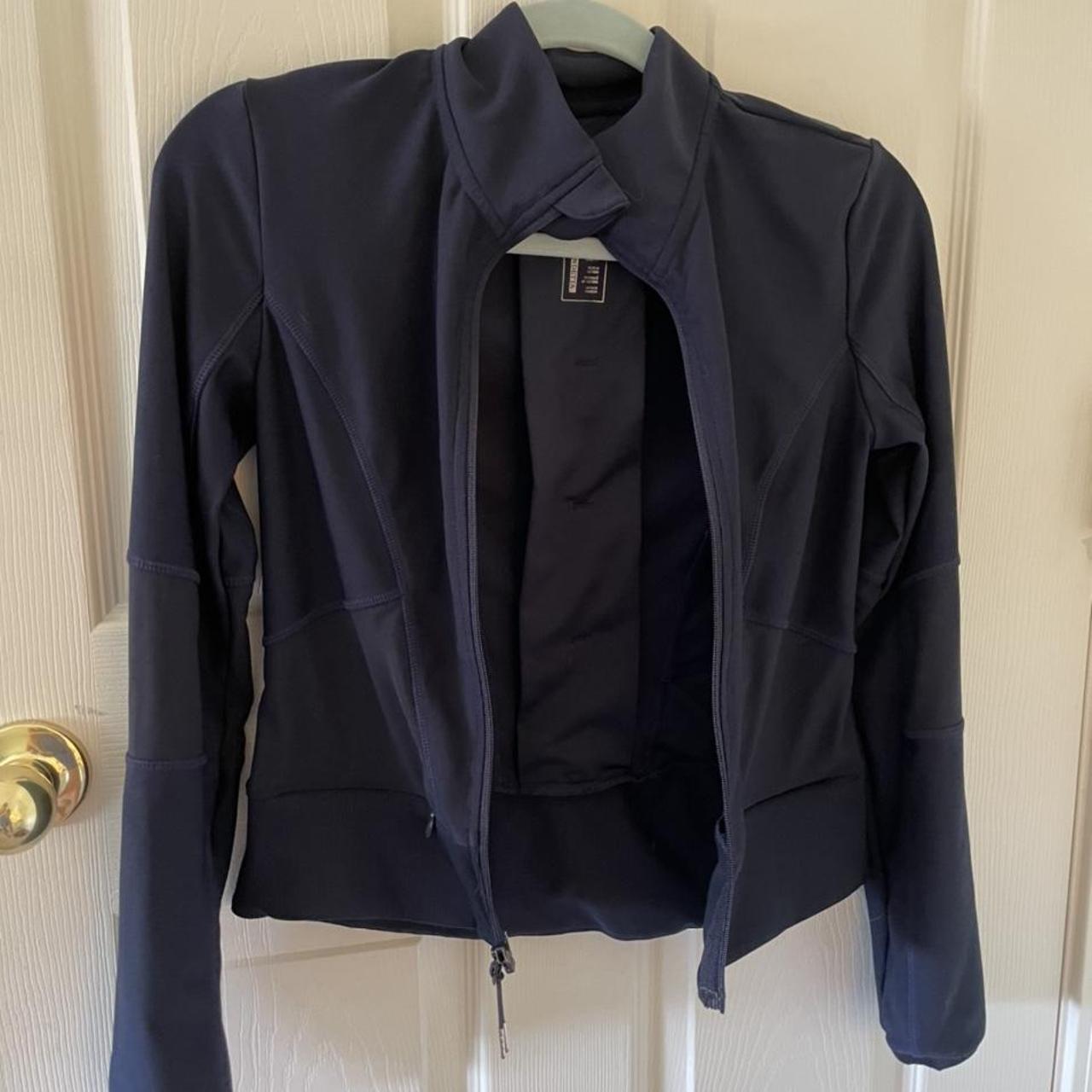 navy blue warmup / workout zipup jacket with mesh... Depop