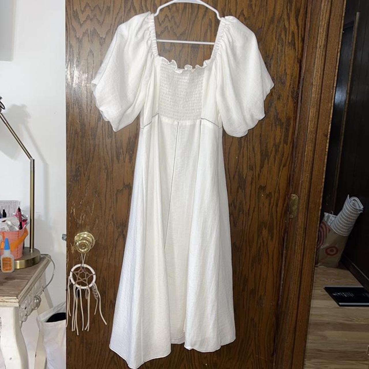 J.ING White Button Puff Sleeve Midi Dress Only worn... - Depop