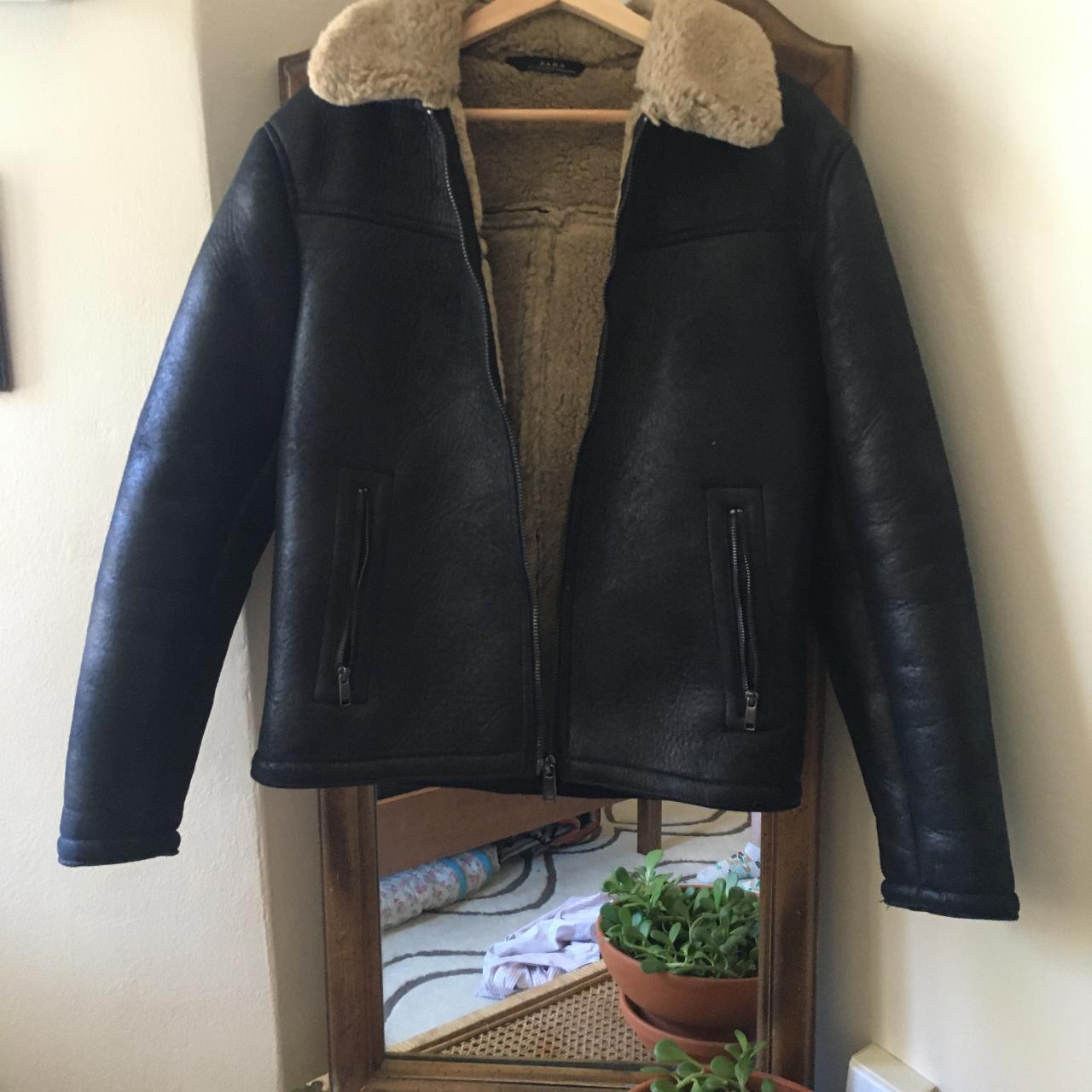 Zara faux fur lined leather jacket. Perfect for... - Depop