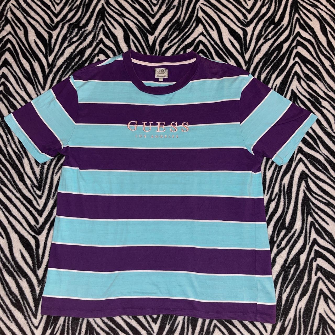 purple stripped Guess Shirt no stains no holes