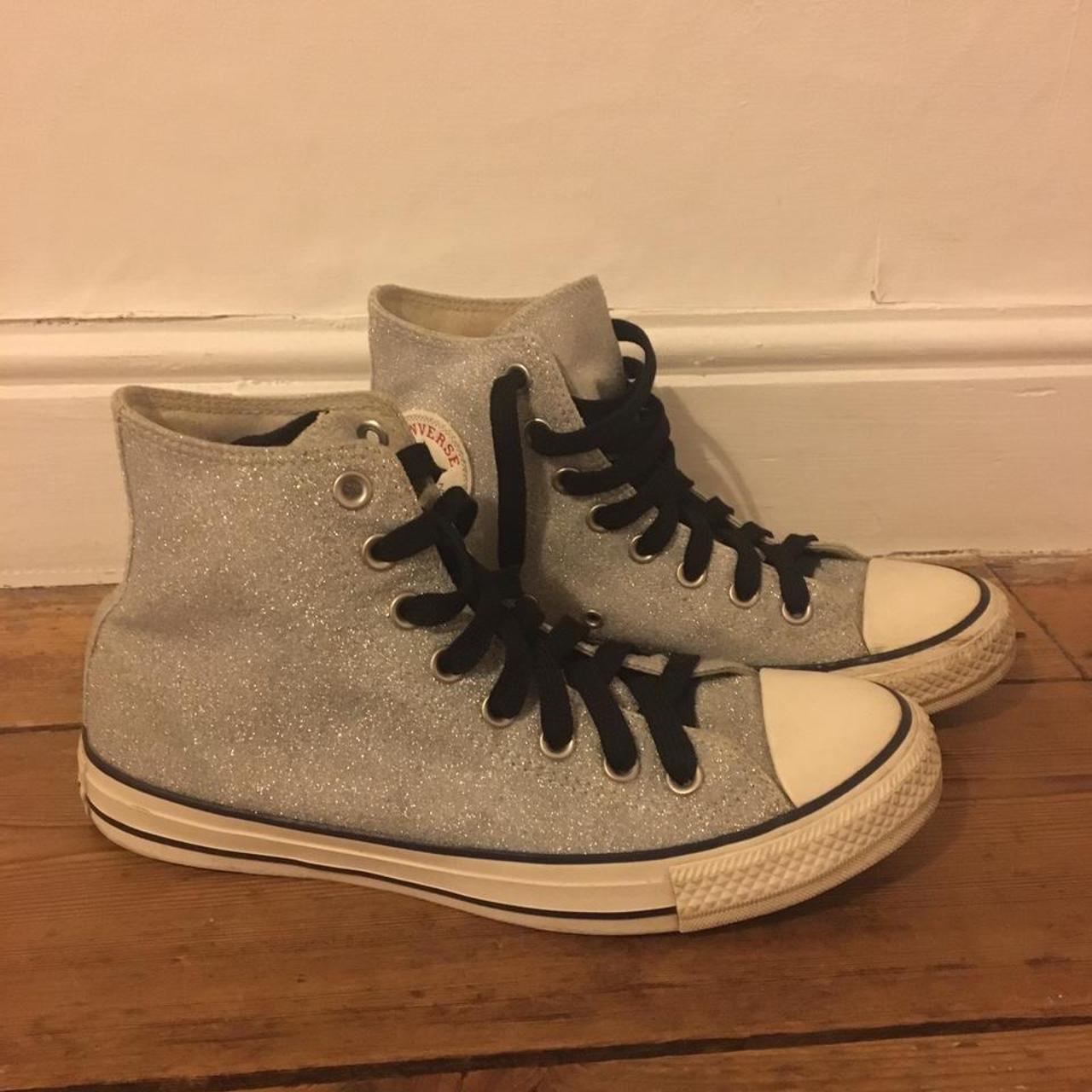 SILVER GLITTER converse. Absolutely peng and unique... - Depop