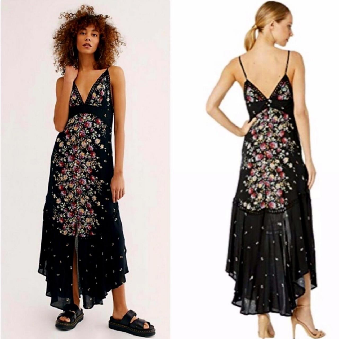 Free People Paradise Black Floral Print Maxi Midi