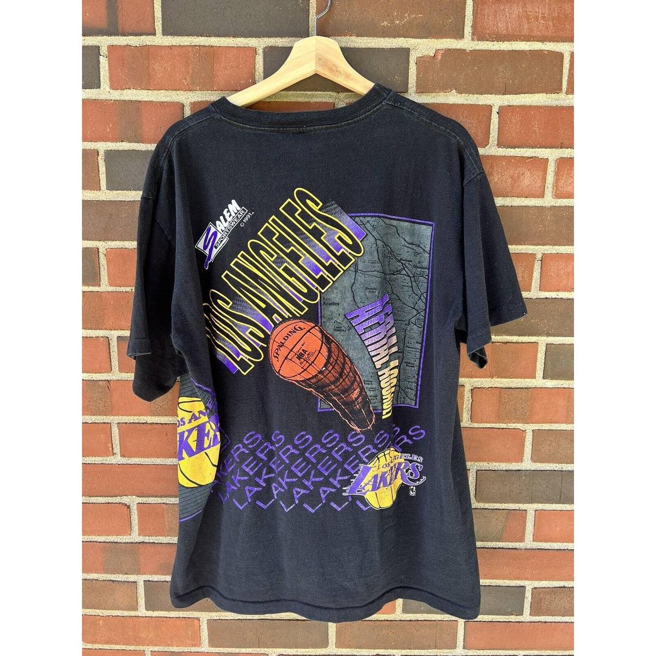 Vintage 1991 Los Angeles Lakers All Over Print Salem Sportswear NBA T Shirt  XL