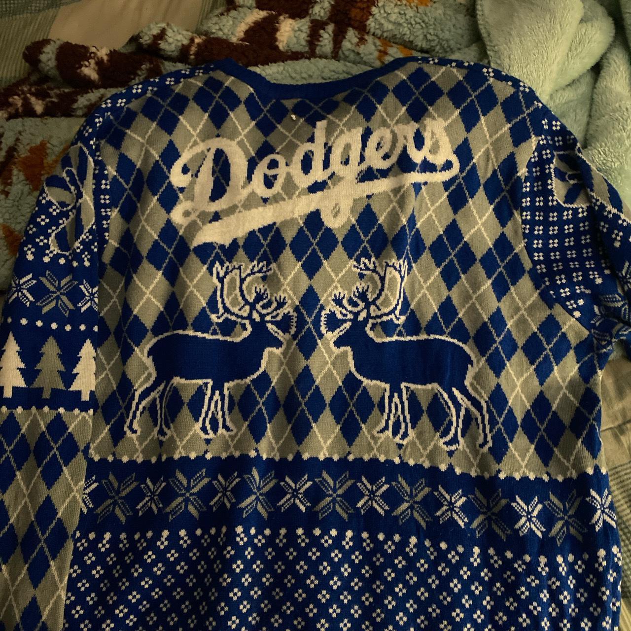 Go Dodgers Christmas Ugly Sweater Blue TWS by Vinco 3XL