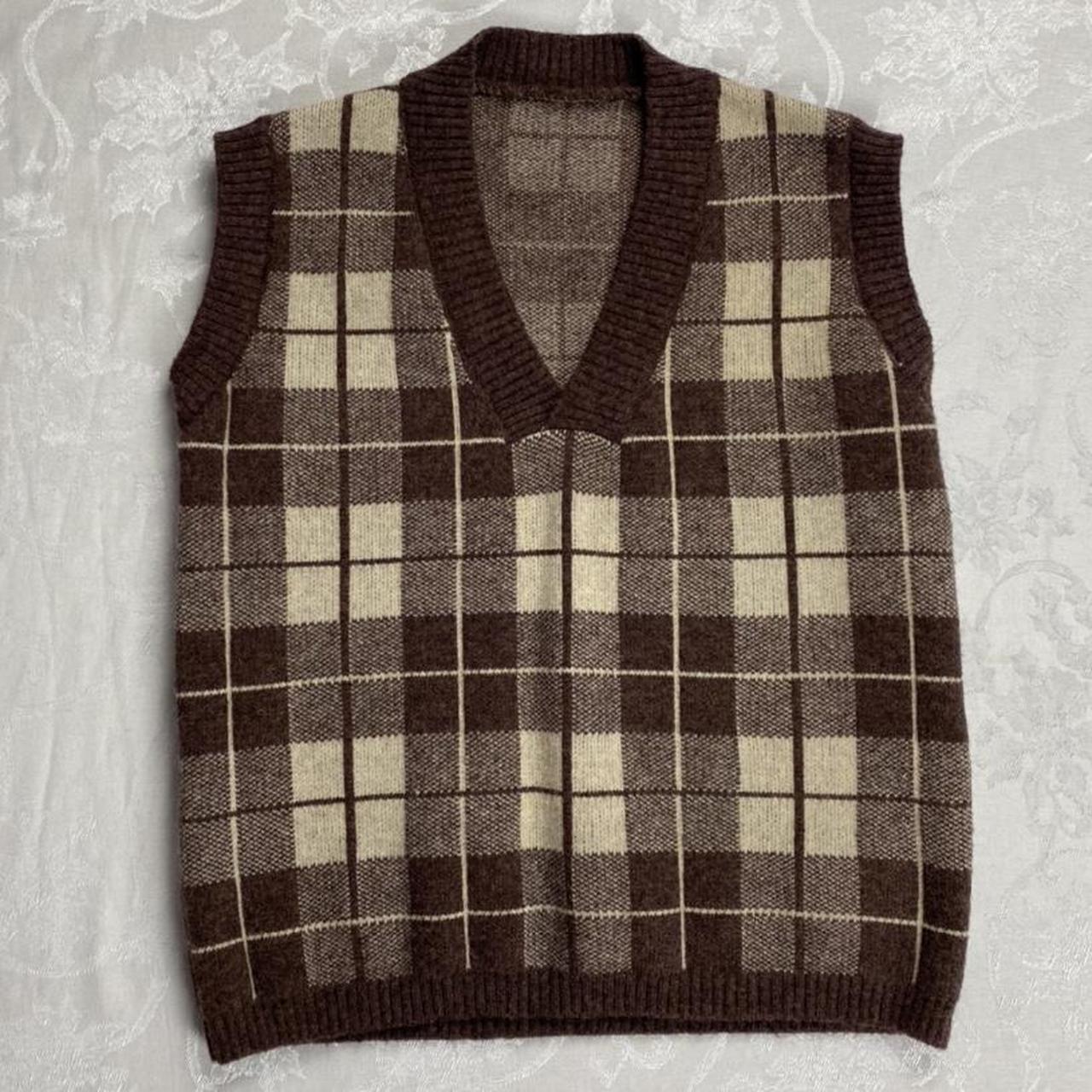 brown plaid sweater vest