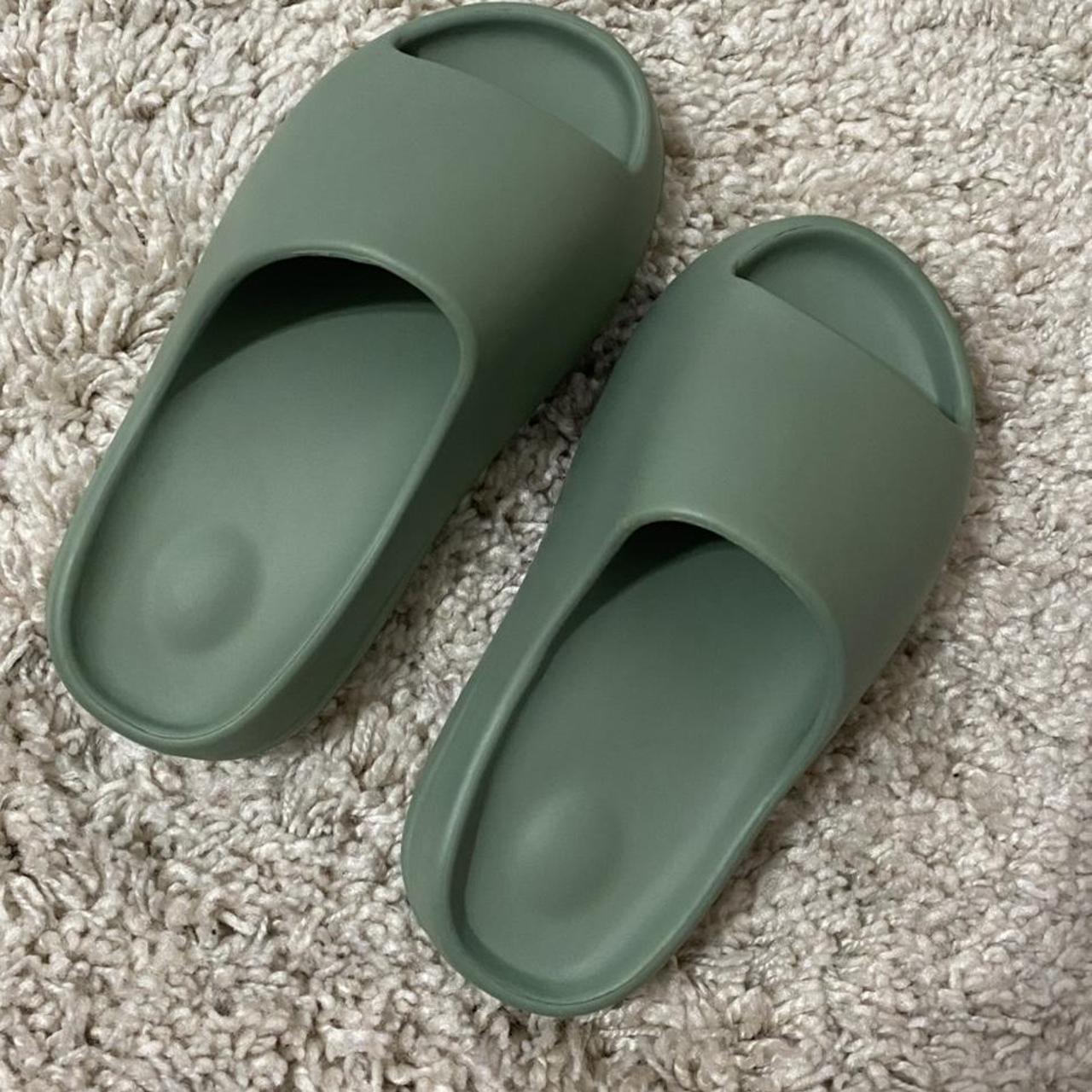 Green slides Never worn Would best fit a womens... - Depop