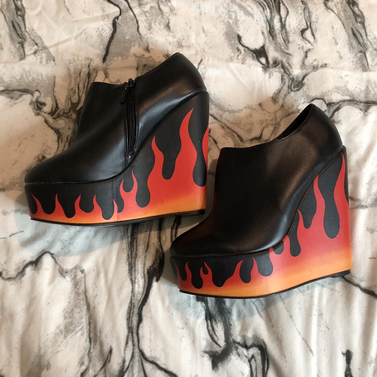 Fire Flame Wedge Boot •Size: AU 8, US 8, UK 6, EU... - Depop