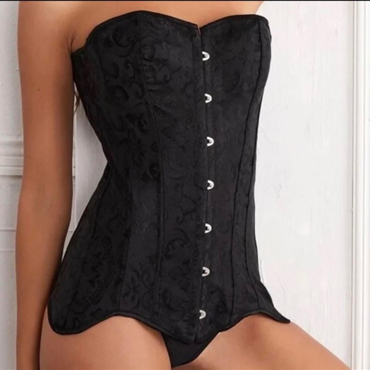 Steel boned corset never worn, only tried on Black - Depop