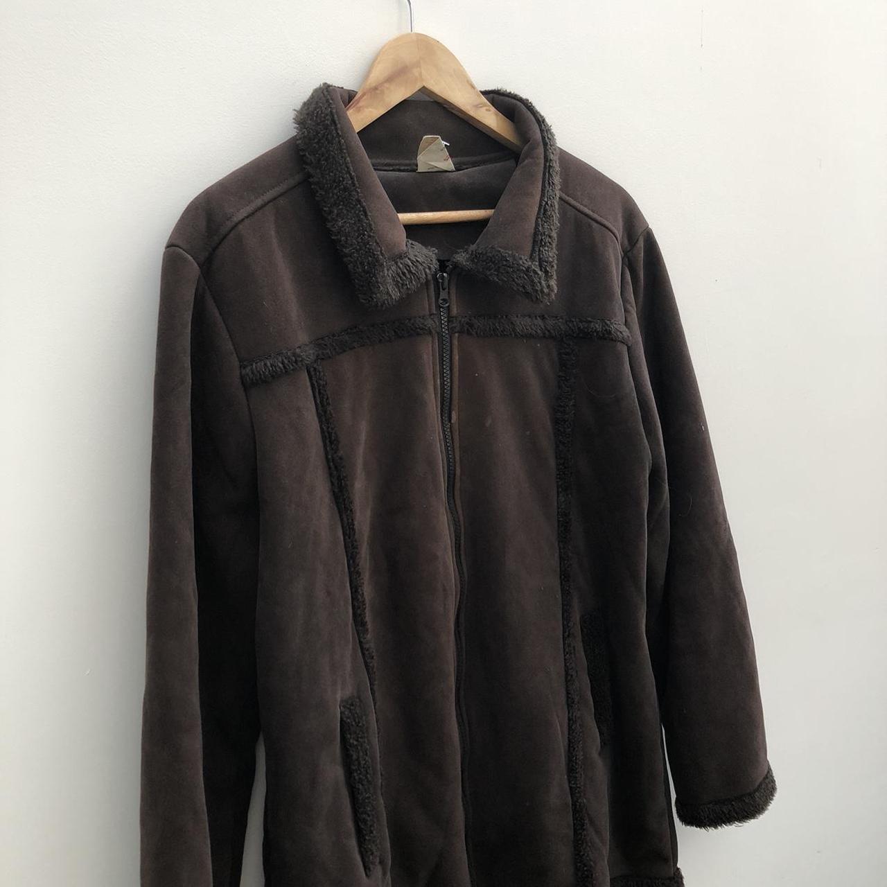 vintage brown afghan fur coat with collar - Depop