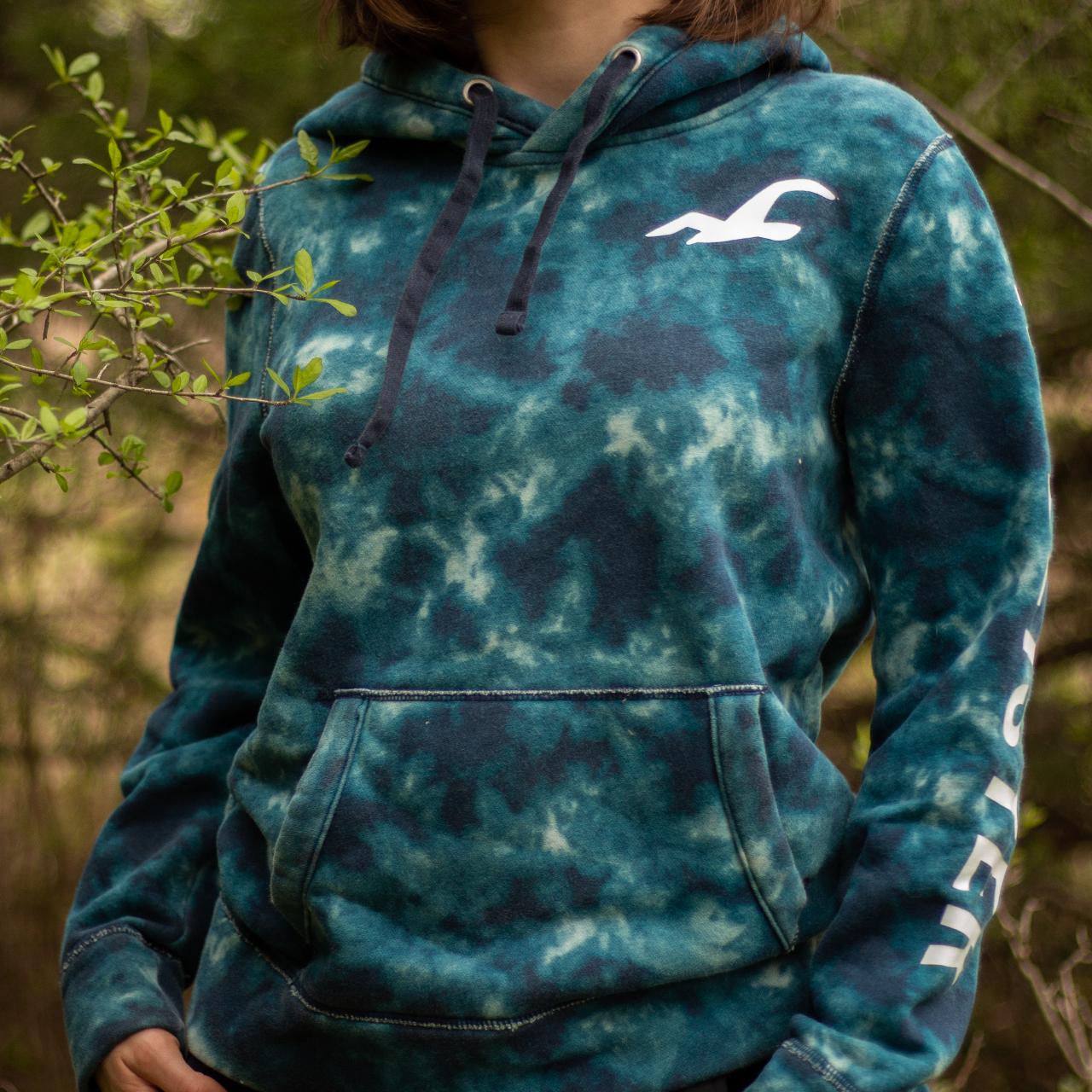 Hollister Men's Blue Tie Dye Logo Hoodie, Like New - Main Image