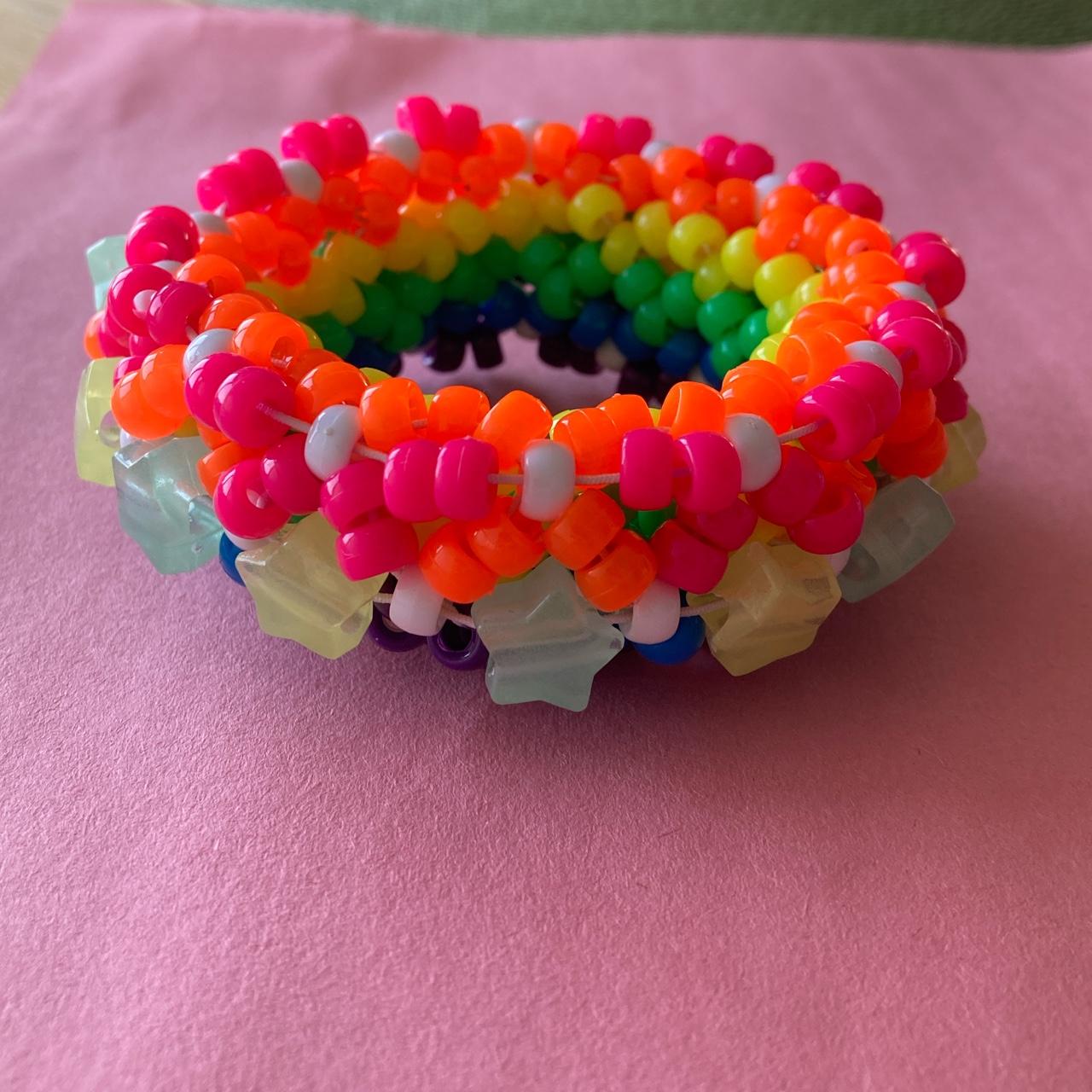 Rainbow + Stars kandi UFO cuff. Fits a small to... - Depop