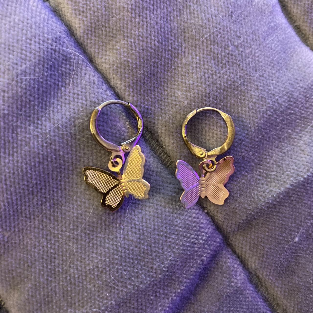 gold butterfly earrings brandy melville, urband... Depop