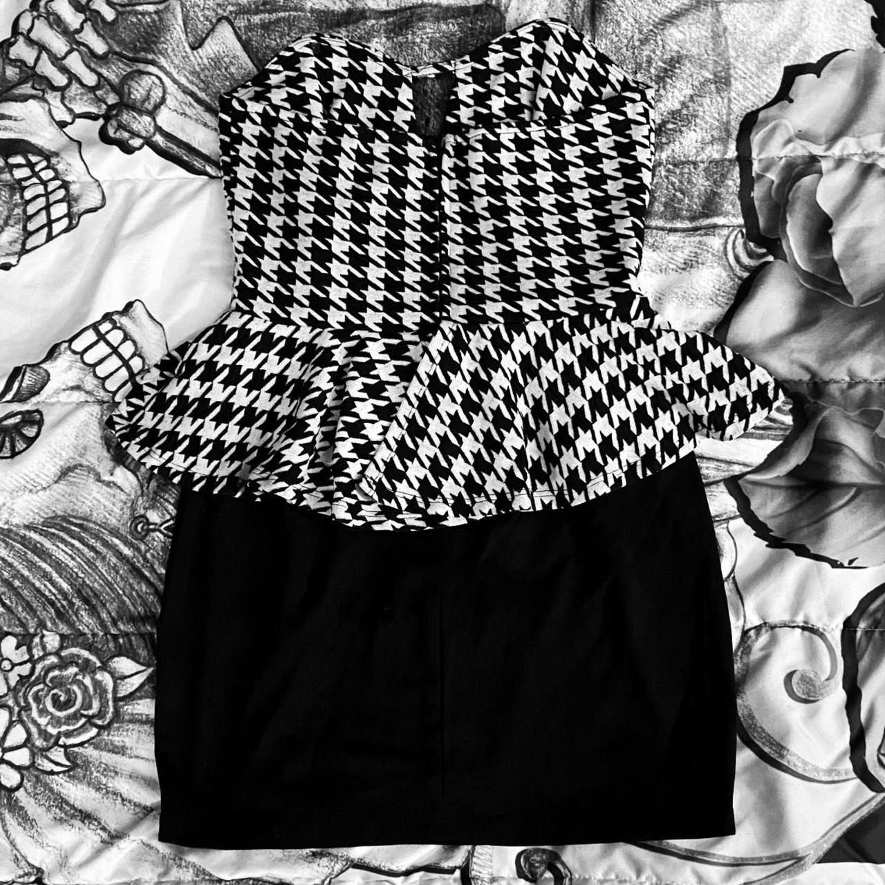Women's Black and White Dress Depop