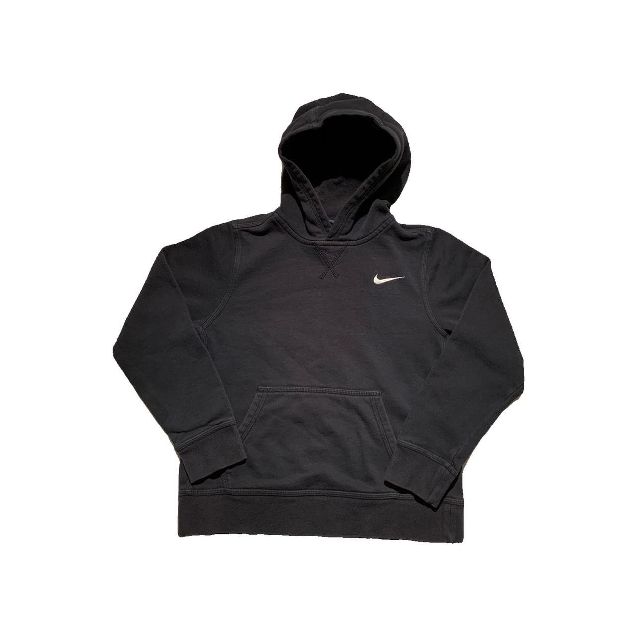 Black Nike Small Swoosh Hoodie Size- YOUTH... - Depop