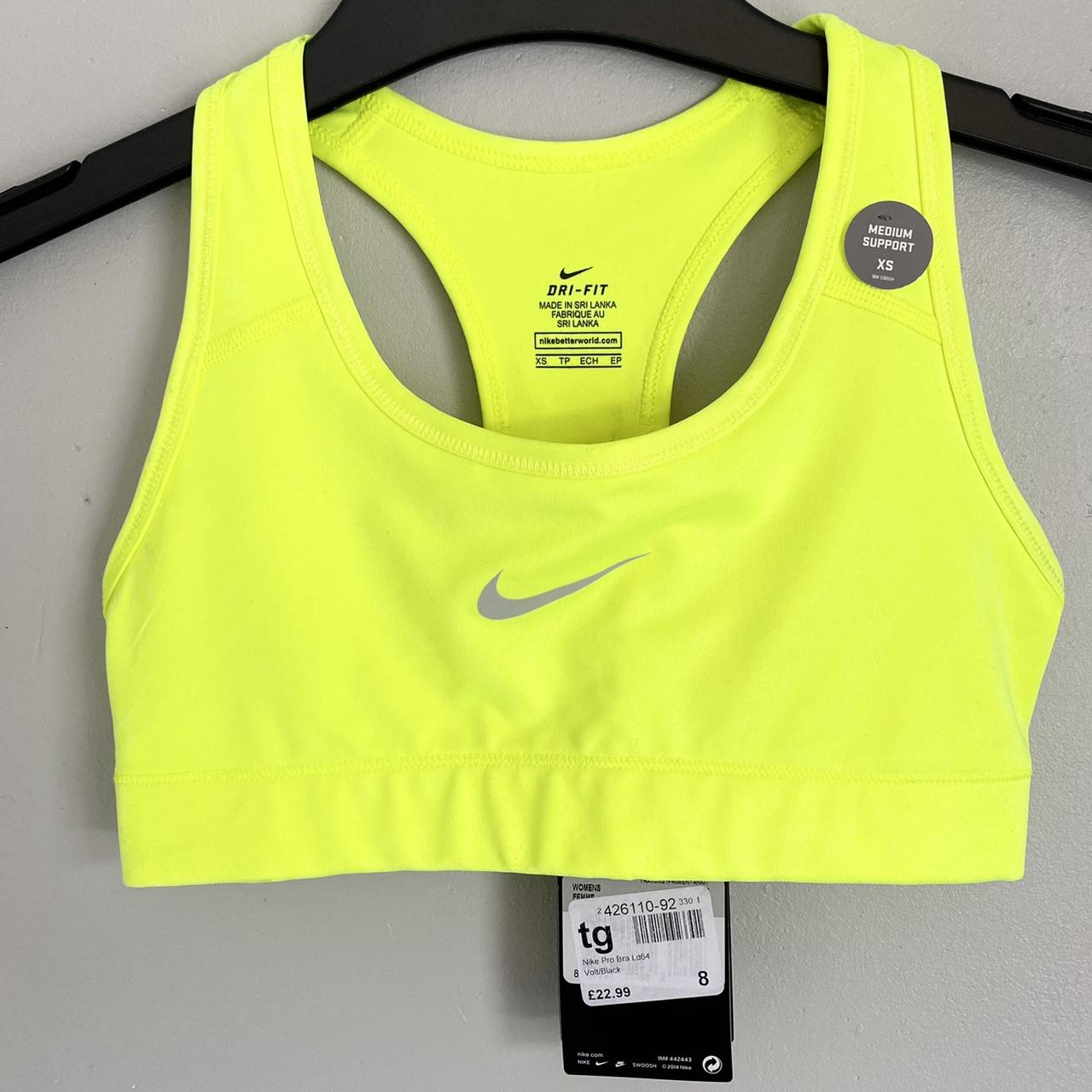 Nike neon yellow Dri-Fit sports bra , size XS / 8. - Depop