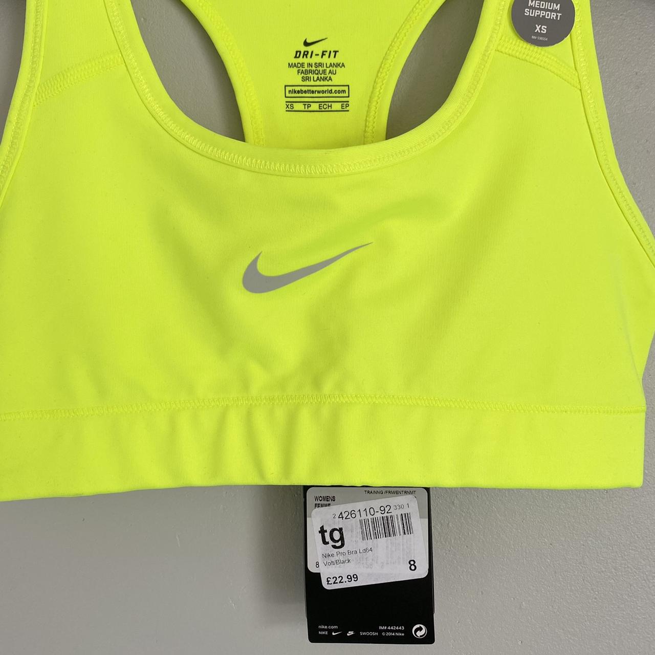 Nike neon yellow Dri-Fit sports bra , size XS / 8.