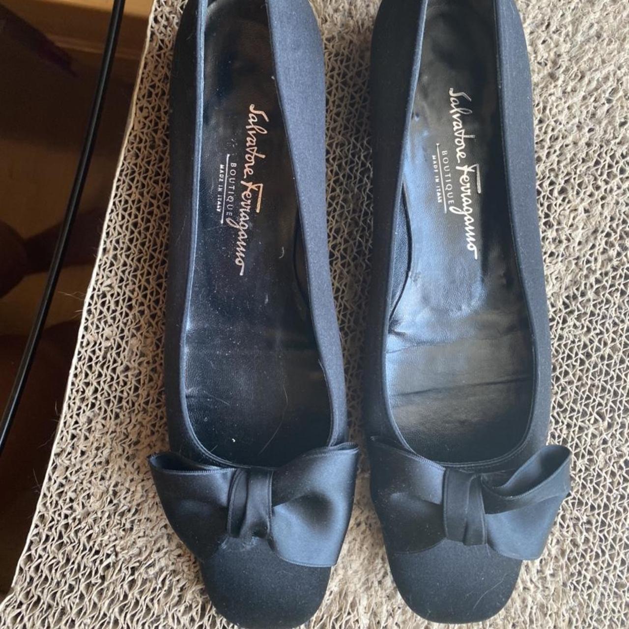 Salvatore Ferragamo Black Flats With Bow #ferragamo... - Depop