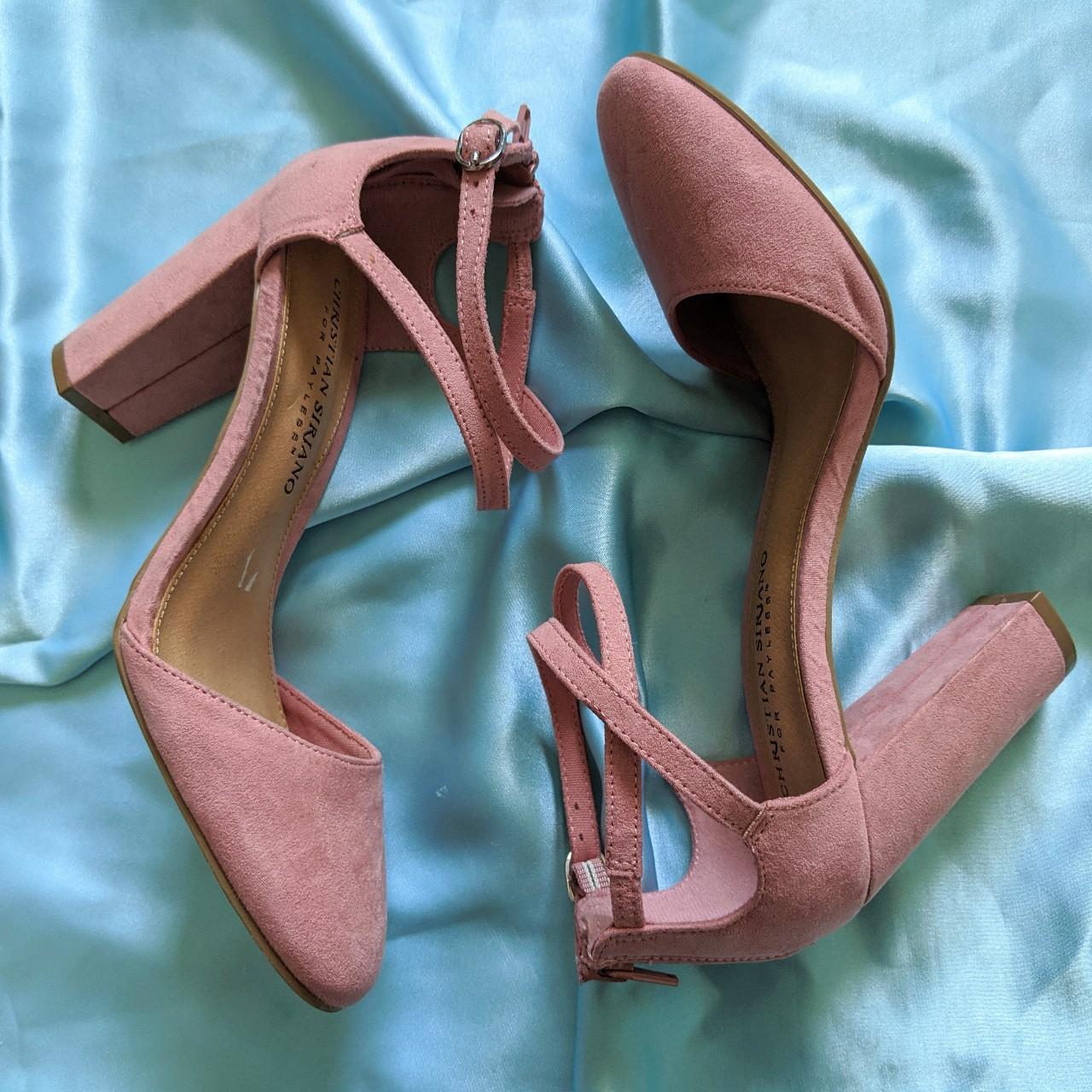 dusty pink block heels