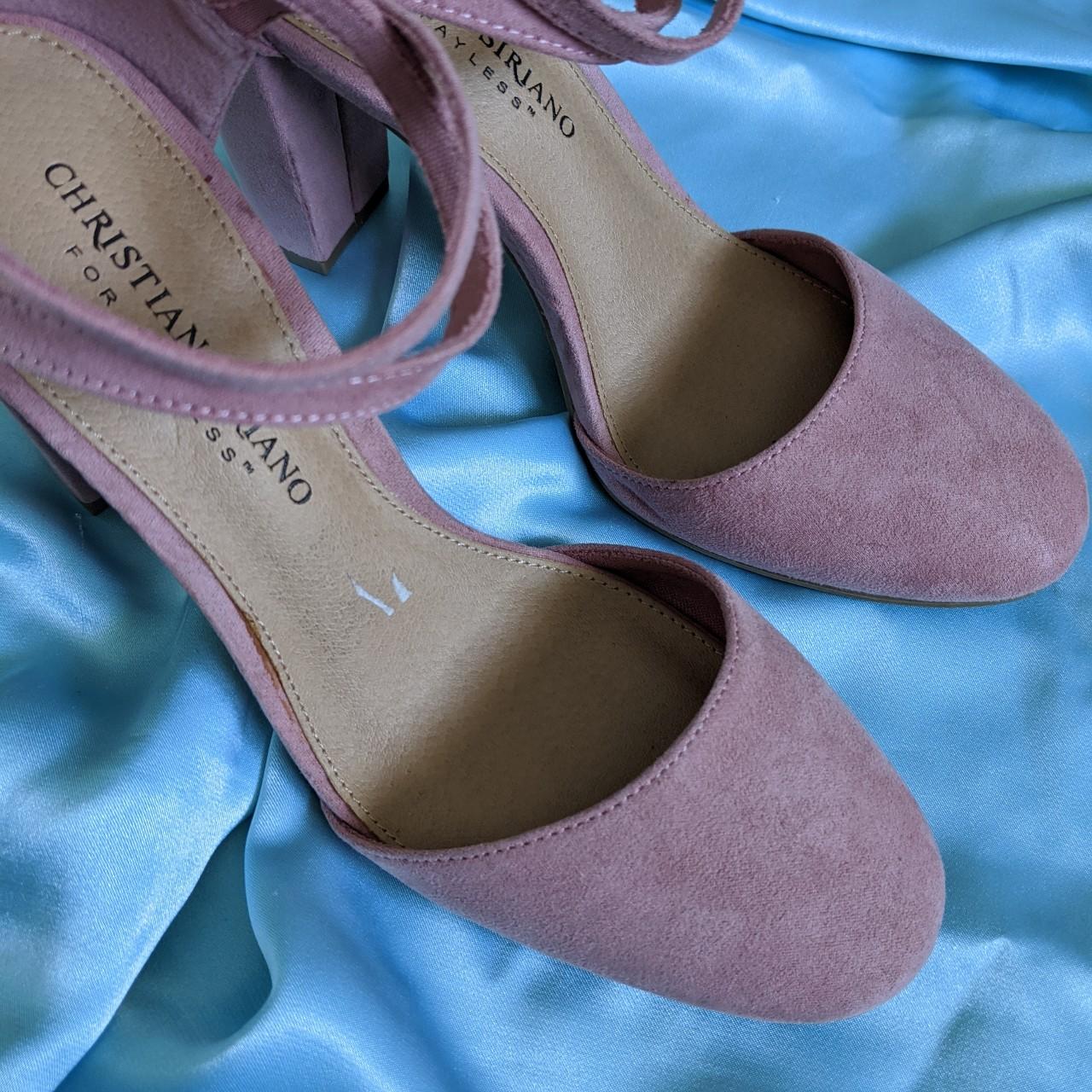 dusty pink block heels