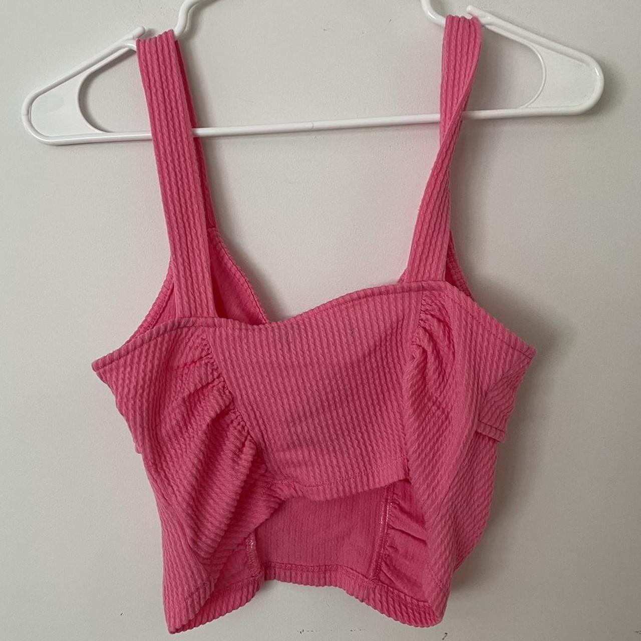 urban outfitters pink bow waffle knit material tank... - Depop