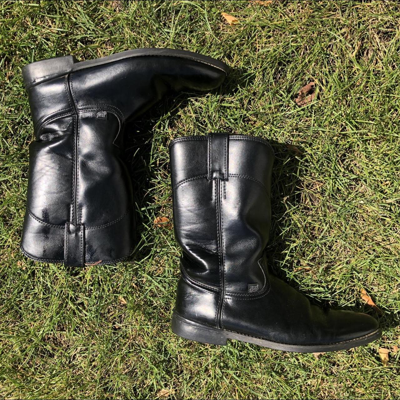 black leather mid-calf boot by justin boots basics.... - Depop