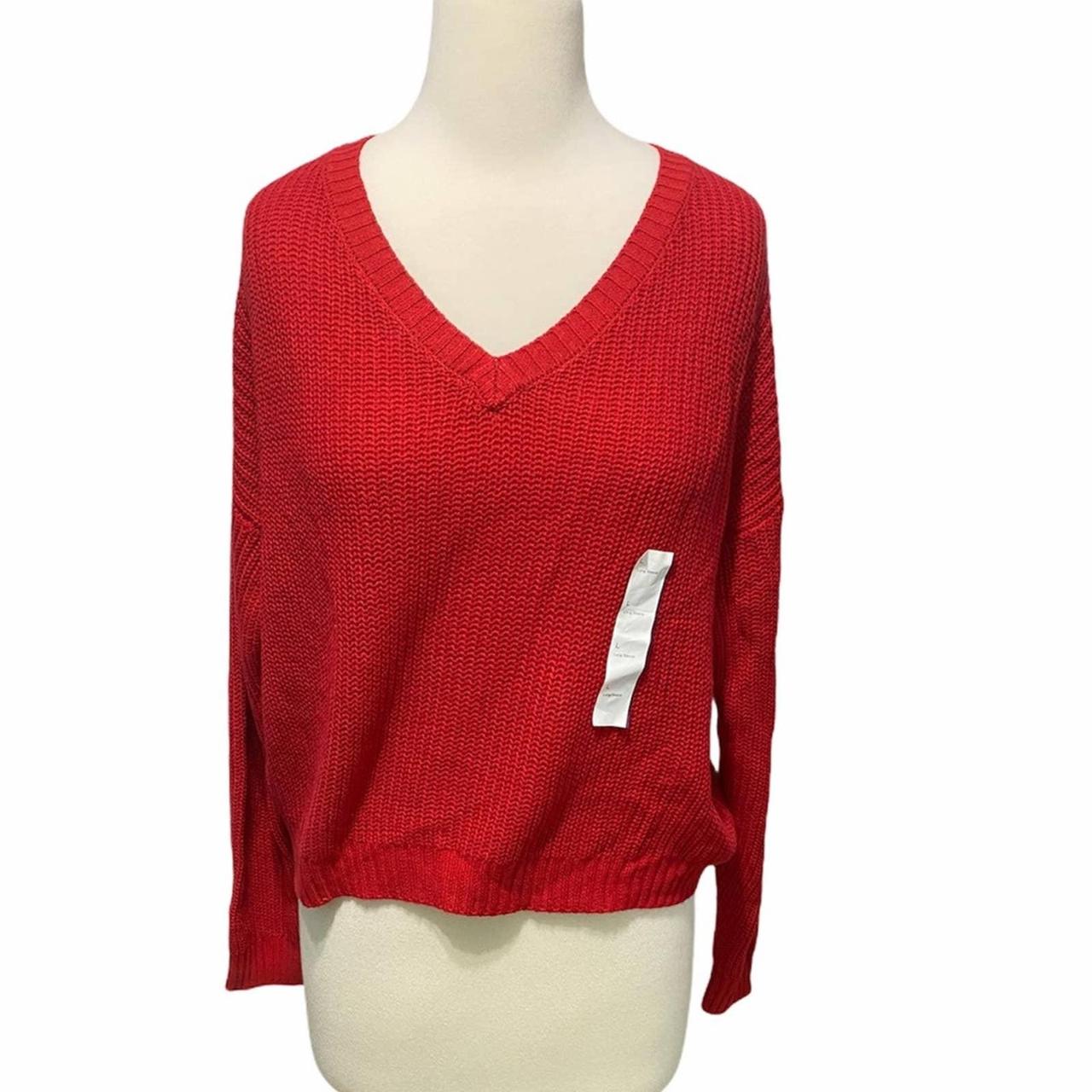 Wild Fable Sweater Cropped Knit Long Sleeve V-Neck