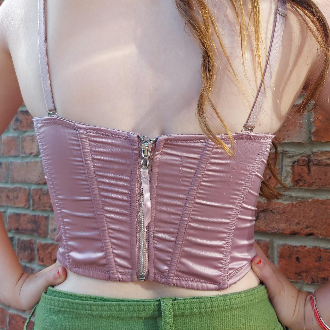 Urban outfitters mauve satin boned bustier/corset... Depop