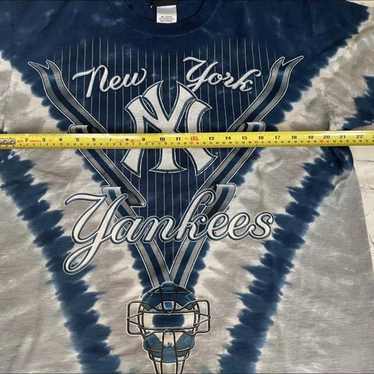 New York yankees split tie dye tee. Liquid blue. - Depop