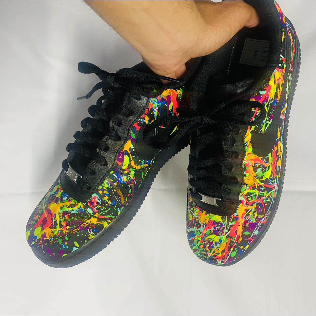 Air Force 1 Custom Neon Splatter Sneakers