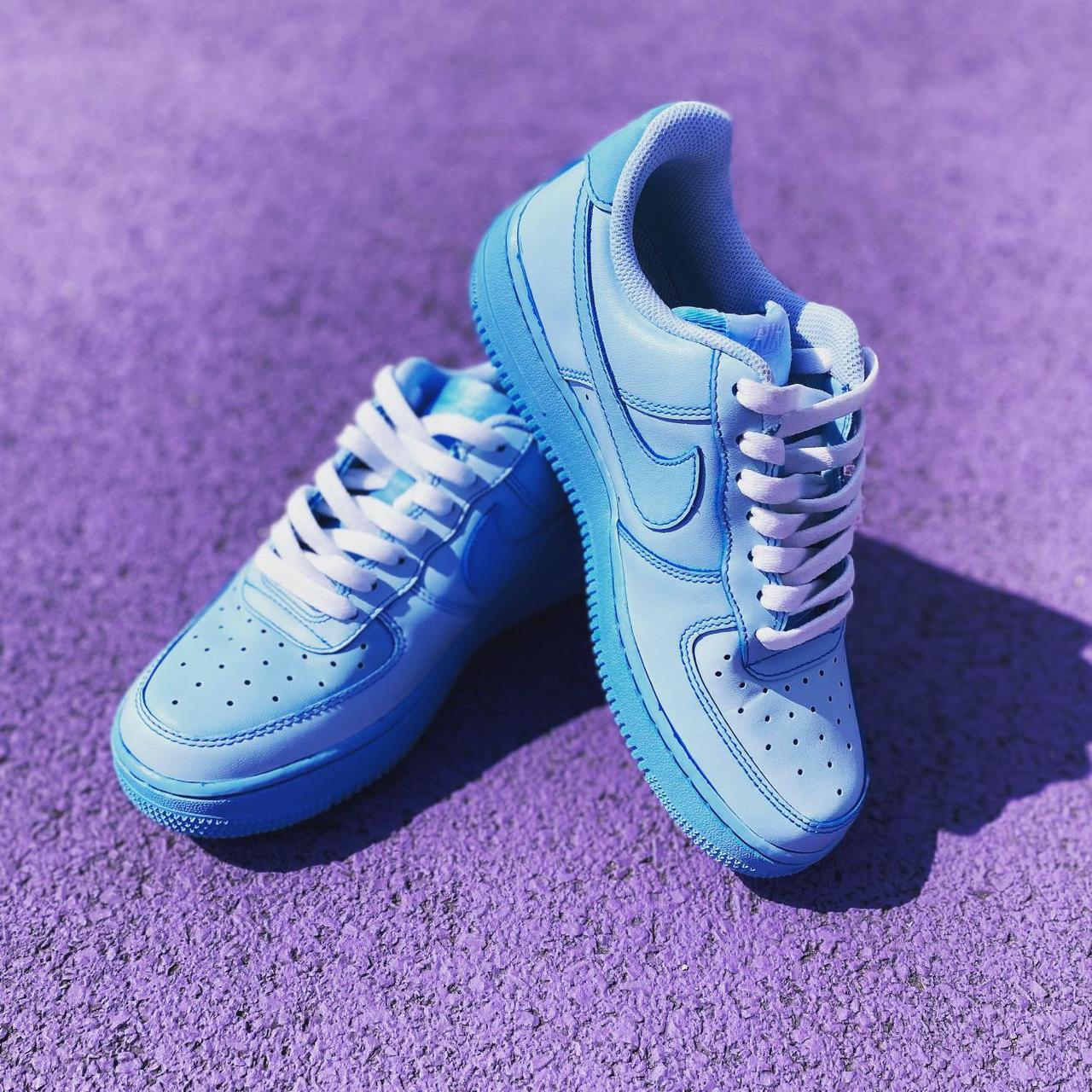 AF1s dyed permanently blue SOLES as well We