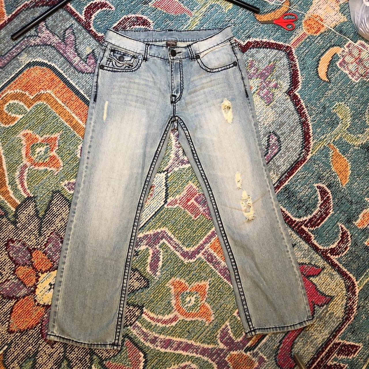 true religion baggy jeans size 38 one of the back... - Depop