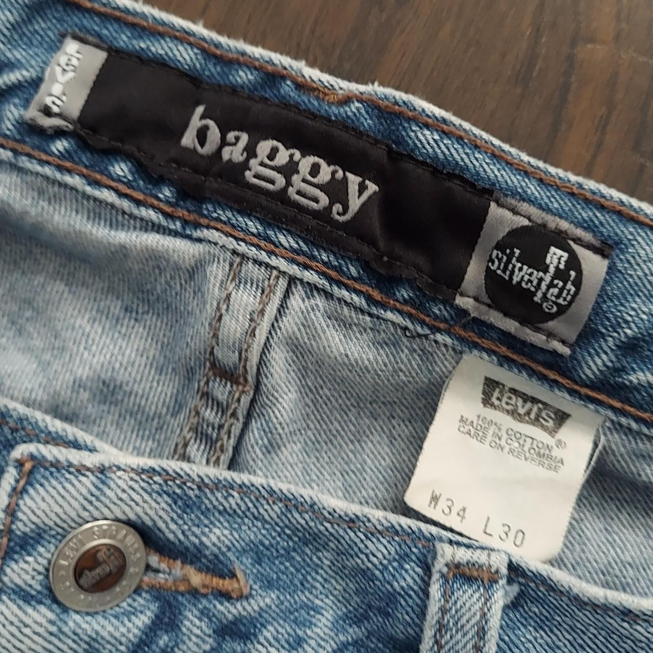 vintage silver tab levis 90s baggy levis jeans... - Depop