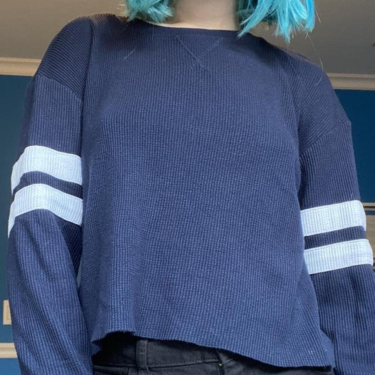 Hollister Sweater Blue And White Stripes Size XS, - Depop