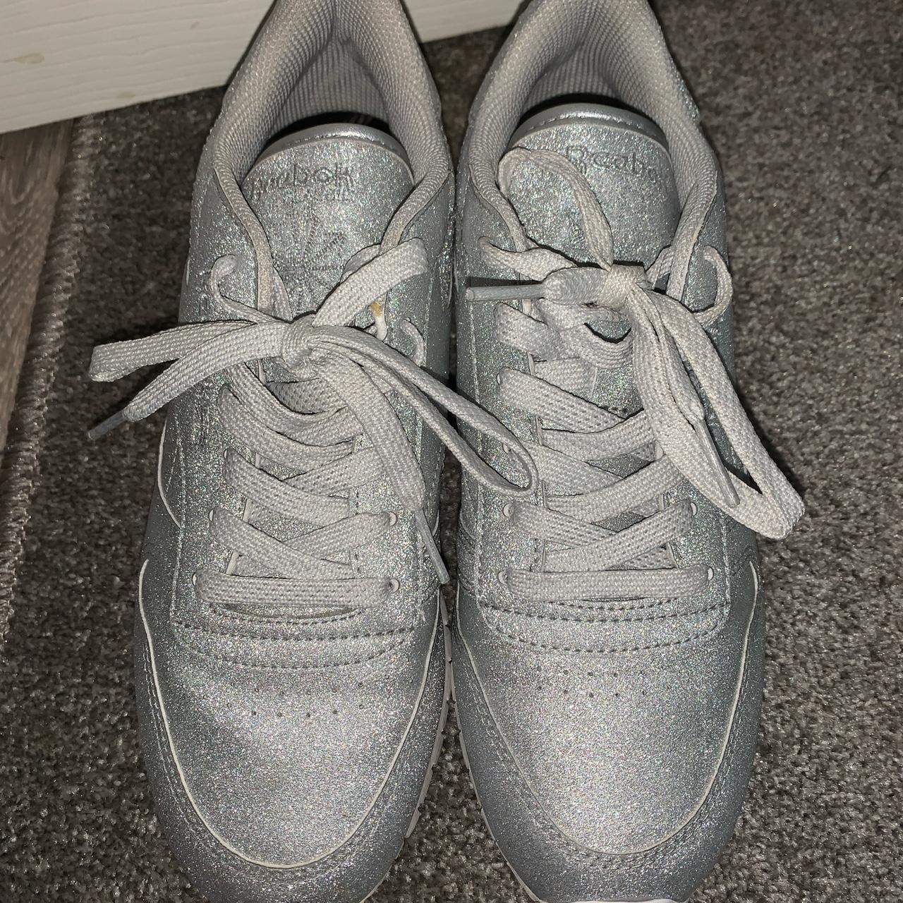 Silver sparkly glitter Reebok trainers Size 4