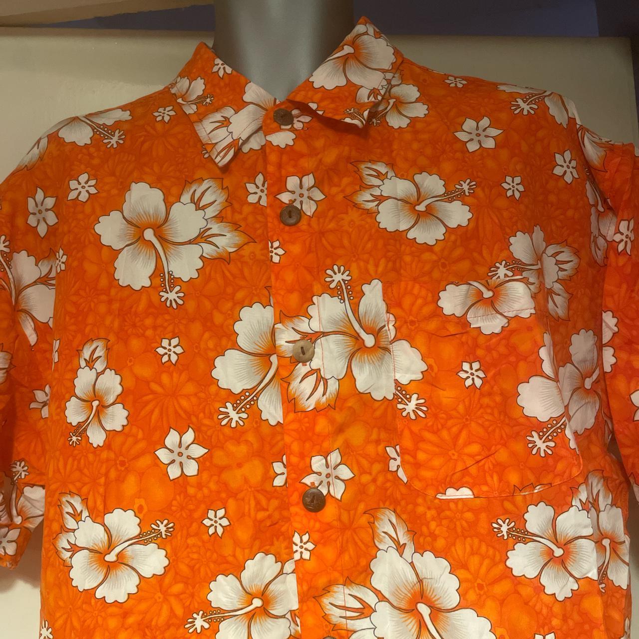 Men's Orange And White Shirt 