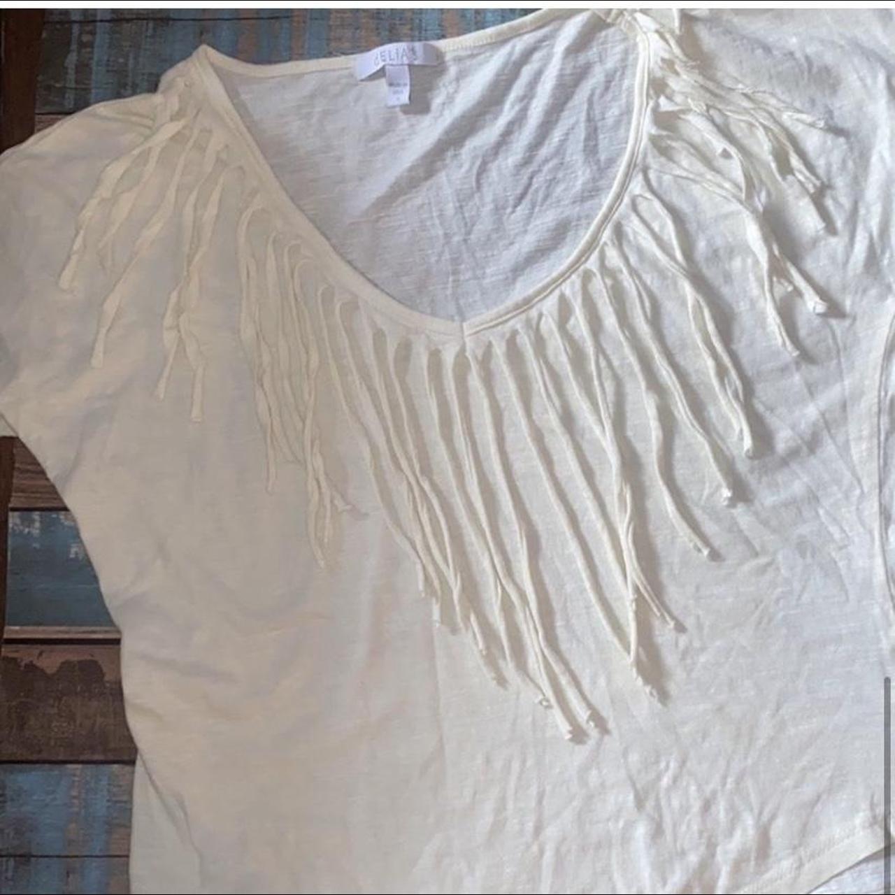 Delia's Women's Cream and White T-shirt (4)