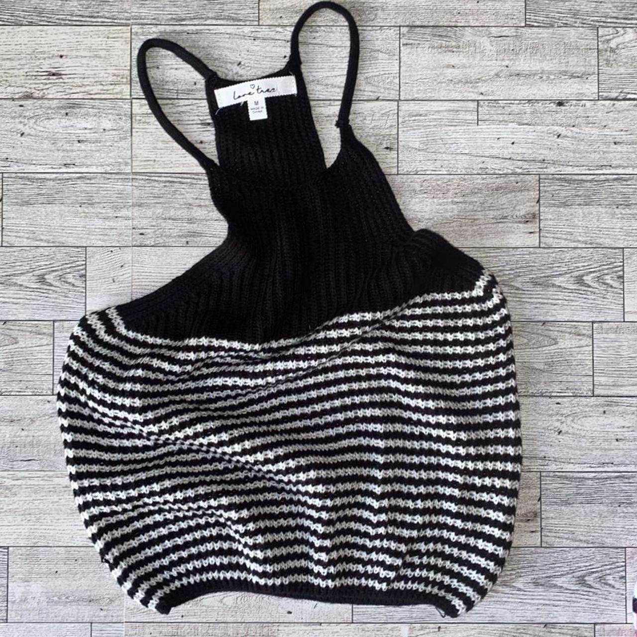 Love Tree, Black & White, Knit, Cropped, Racerback... Depop
