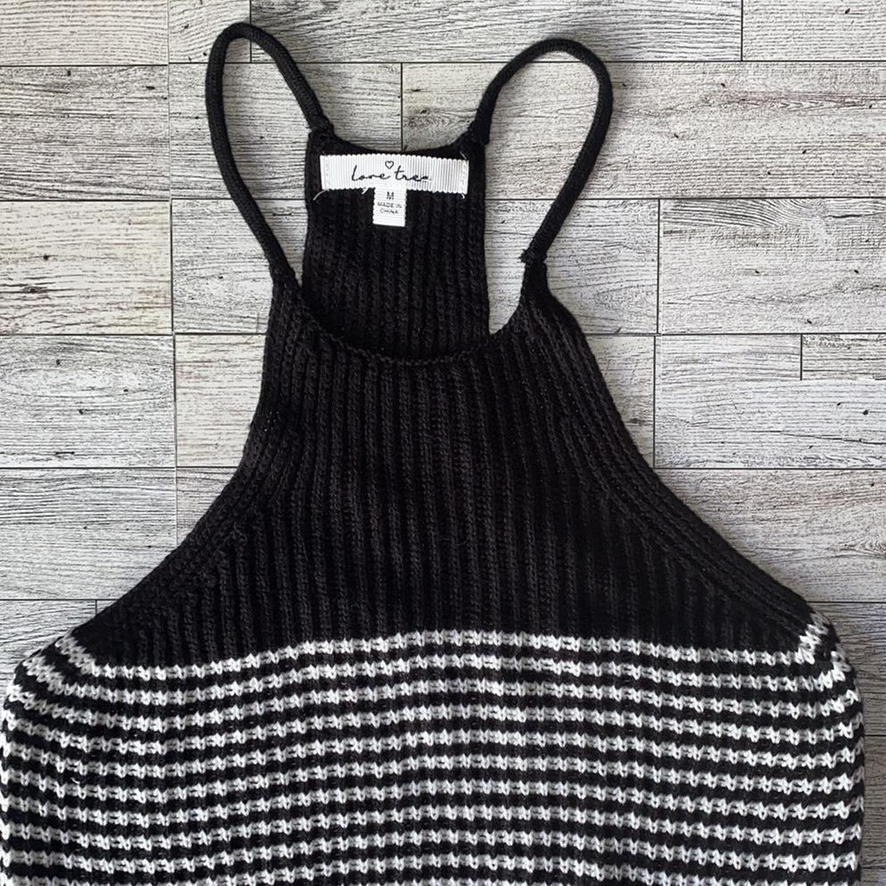 Love Tree, Black & White, Knit, Cropped, Racerback... Depop