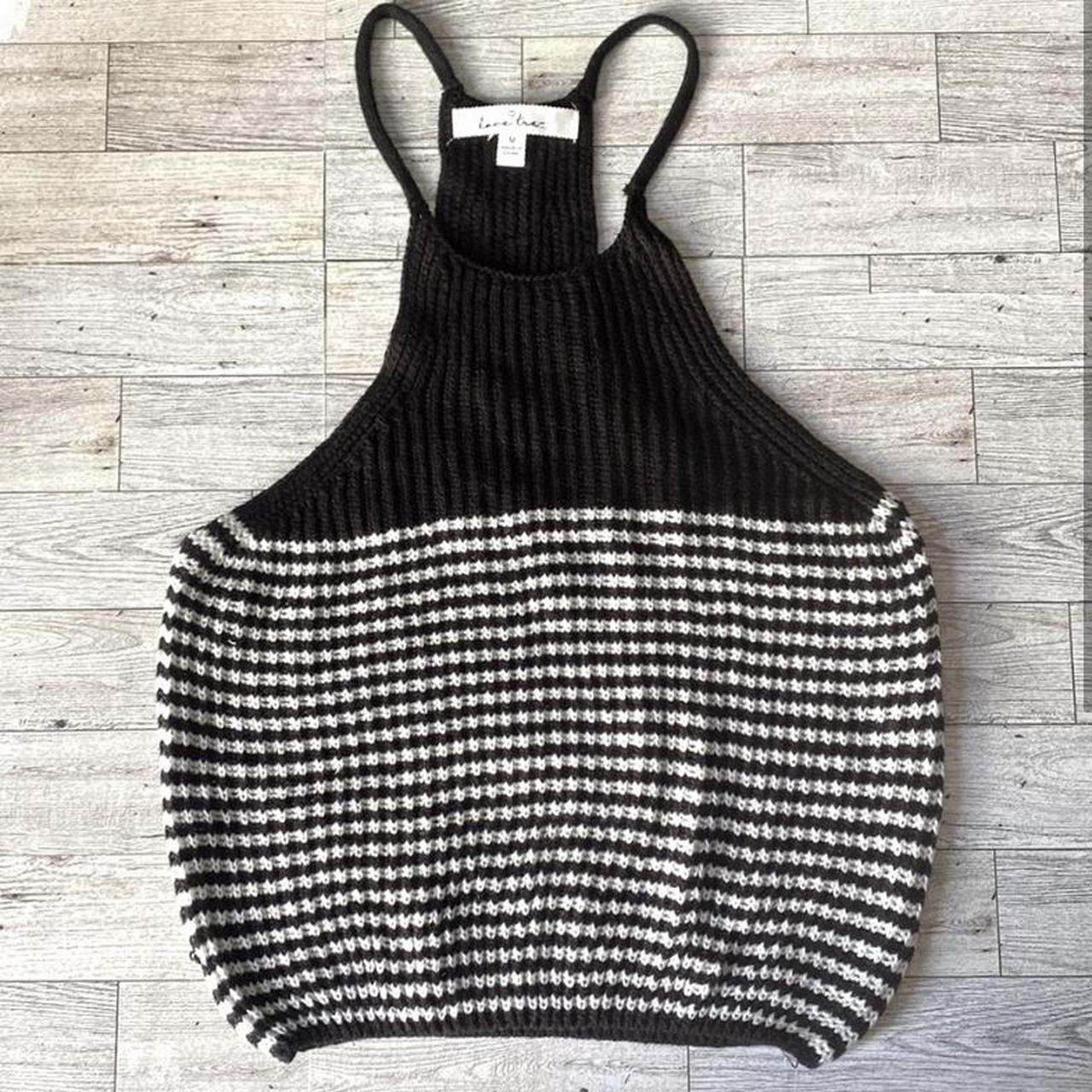 Love Tree, Black & White, Knit, Cropped, Racerback... Depop