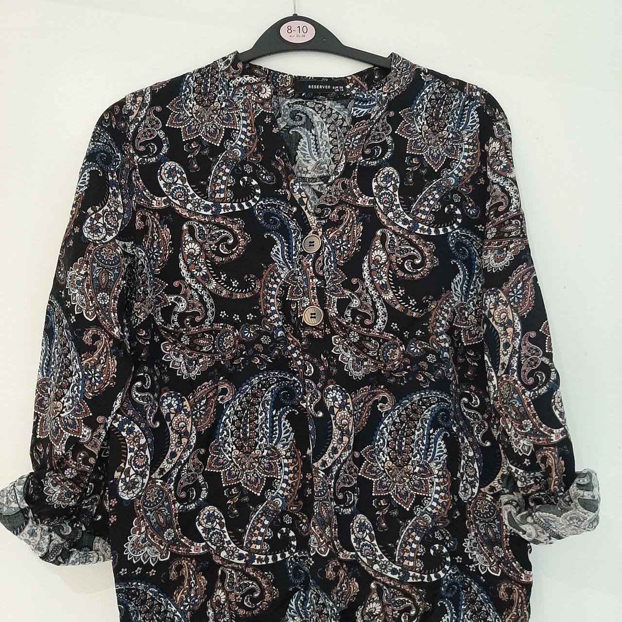 Dark paisley print blouse size 10 Paisley print... - Depop