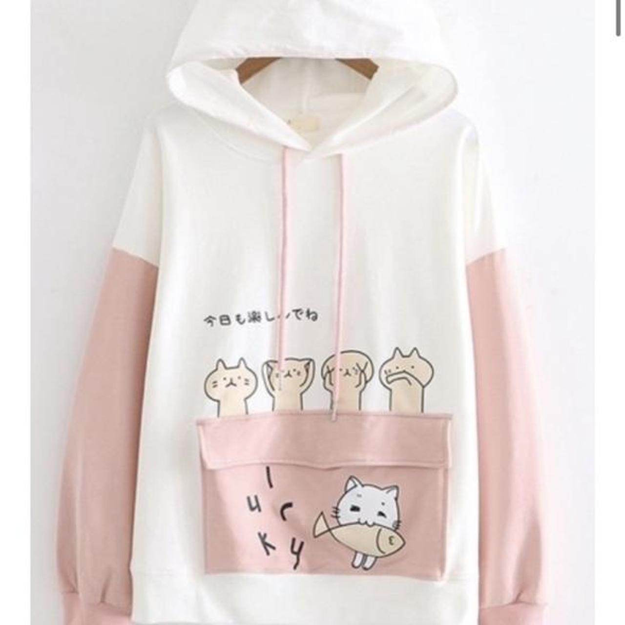 Kawaii Cat Hoodie This Cat Hoodie Is Adorable And... - Depop