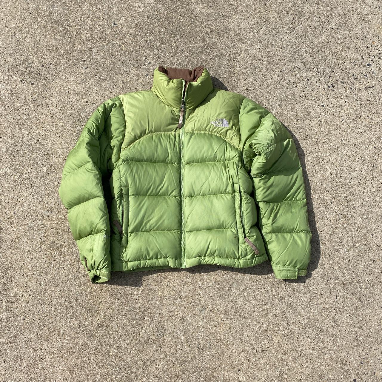 sage green north face puffer